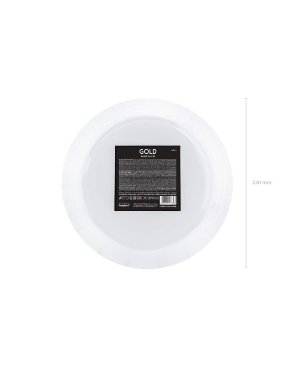 Plates, gold, 23cm (1 pkt / 6 pc.)