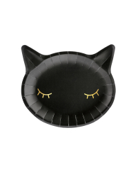 Paper plates Cat, black, 22x20cm (1 pkt / 6 pc.)