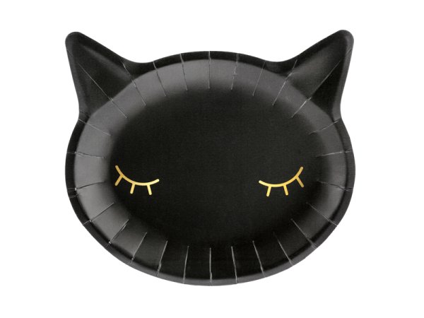 Paper plates Cat, black, 22x20cm (1 pkt / 6 pc.)