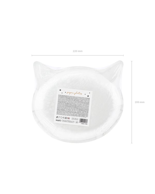 Paper plates Cat, black, 22x20cm (1 pkt / 6 pc.)