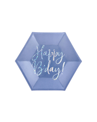 Plates Happy B'day!, navy blue, 20cm (1 pkt / 6 pc.)