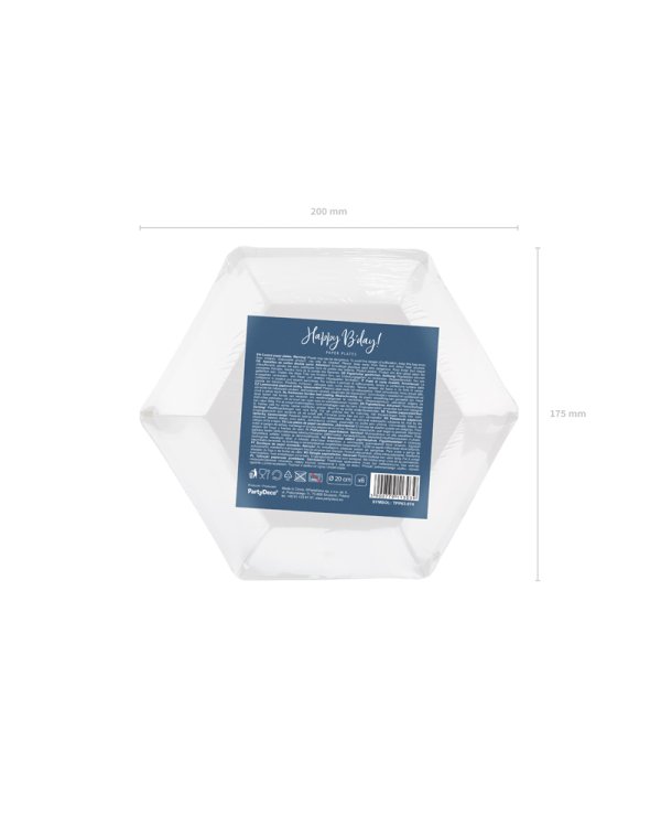 Plates Happy B'day!, navy blue, 20cm (1 pkt / 6 pc.)