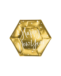 Plates Happy New Year, gold, 20cm (1 pkt / 6 pc.)