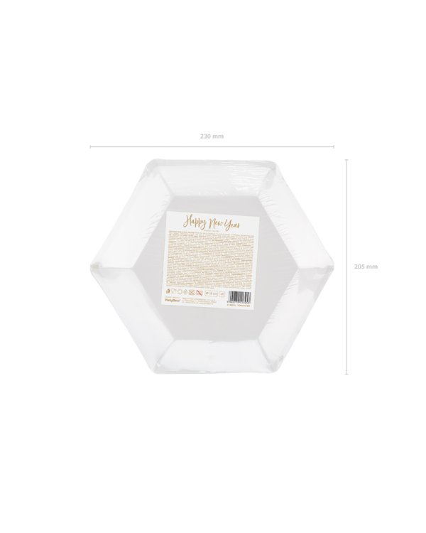 Plates Happy New Year, gold, 20cm (1 pkt / 6 pc.)