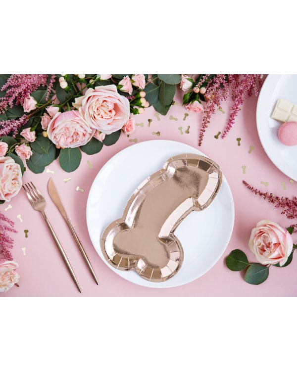 Plates Same penis forever, rose gold, 26.5x15.5cm (1 pkt / 6 pc.)