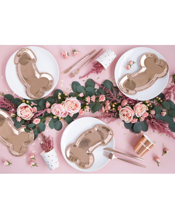Plates Same penis forever, rose gold, 26.5x15.5cm (1 pkt / 6 pc.)