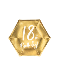 Plates 18th Birthday, gold, 20cm (1 pkt / 6 pc.)