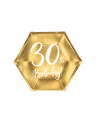 Plates 30th Birthday, gold, 20cm (1 pkt / 6 pc.)