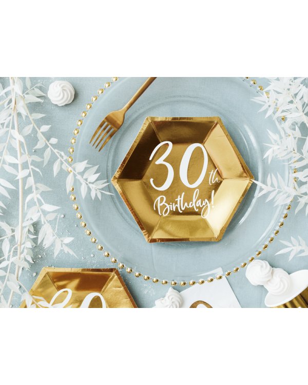 Plates 30th Birthday, gold, 20cm (1 pkt / 6 pc.)