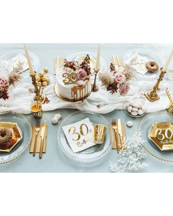Plates 30th Birthday, gold, 20cm (1 pkt / 6 pc.)