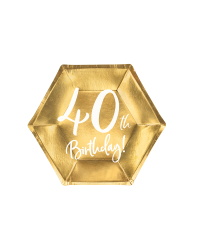 Plates 40th Birthday, gold, 20cm (1 pkt / 6 pc.)