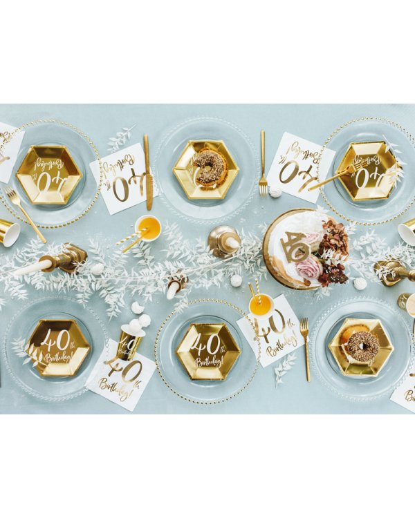 Plates 40th Birthday, gold, 20cm (1 pkt / 6 pc.)