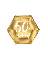 Plates 50th Birthday, gold, 20cm (1 pkt / 6 pc.)