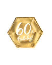 Plates 60th Birthday, gold, 20cm (1 pkt / 6 pc.)