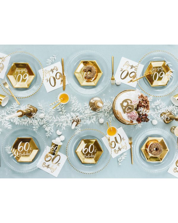 Plates 60th Birthday, gold, 20cm (1 pkt / 6 pc.)