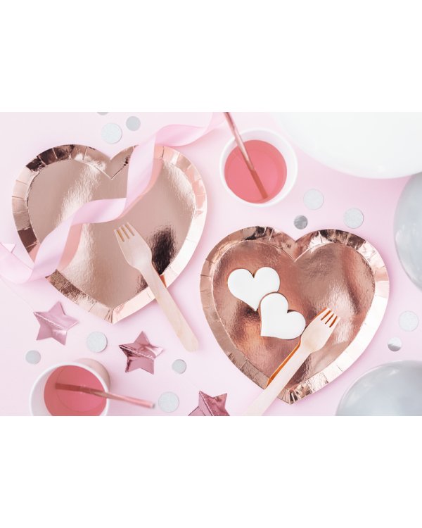 Plates Heart, rose gold, 21x19cm (1 pkt / 6 pc.)