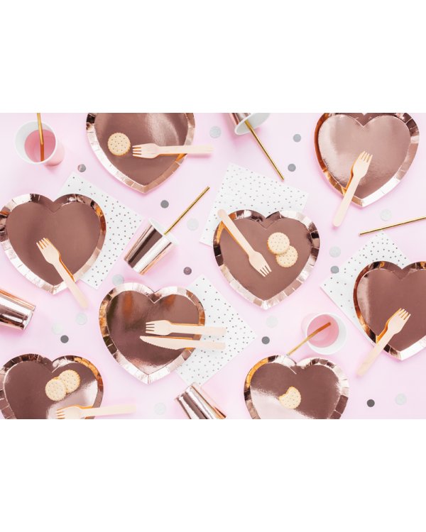 Plates Heart, rose gold, 21x19cm (1 pkt / 6 pc.)