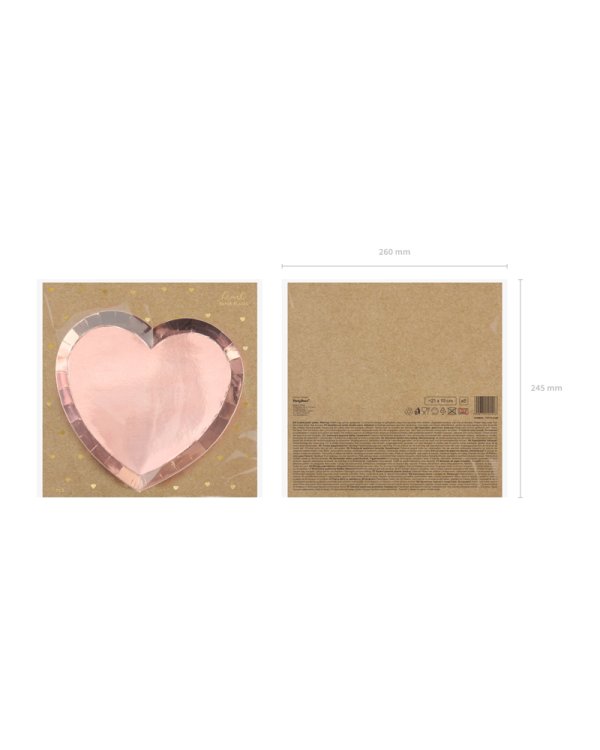 Plates Heart, rose gold, 21x19cm (1 pkt / 6 pc.)