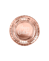 Plates Happy Birthday!, rose gold, 18cm (1 pkt / 6 pc.)