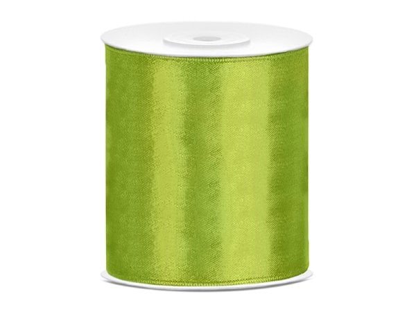 Satin Ribbon, green apple, 100mm/25m