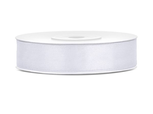 Satin Ribbon, white, 12mm/25m (1 pc. / 25 lm)