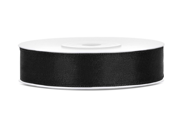 Satin Ribbon, black, 12mm/25m (1 pc. / 25 lm)