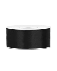 Satin Ribbon, black, 25mm/25m (1 pc. / 25 lm)