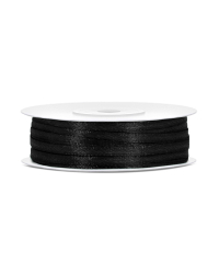 Satin Ribbon, black, 3mm/50m