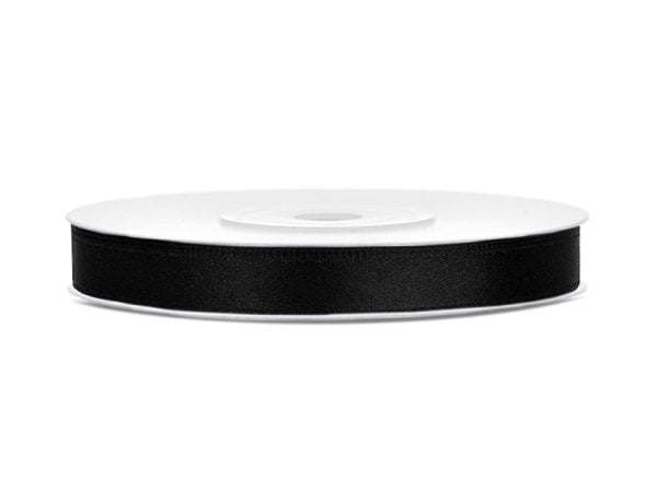 Satin Ribbon, black, 6mm/25m