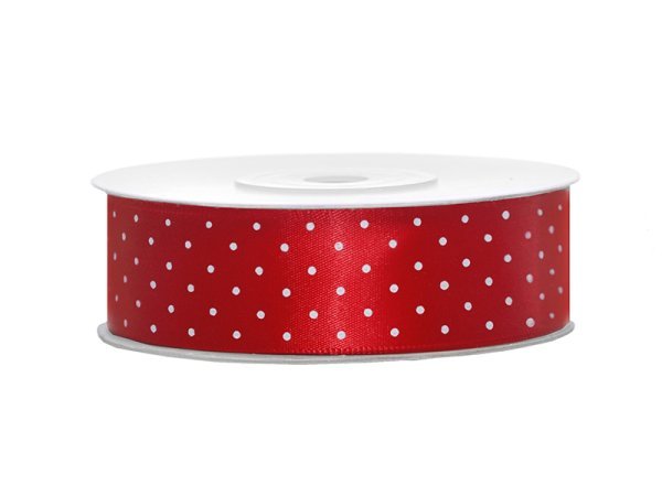 Satin ribbon, red, 25mm/25m (1 pc. / 25 lm)