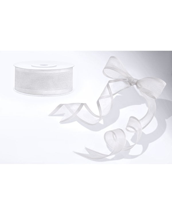 Chiffon Ribbon, white, 25mm/25m (1 pc. / 25 lm)