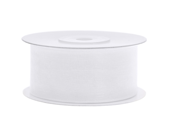 Chiffon Ribbon, white, 38mm/25m