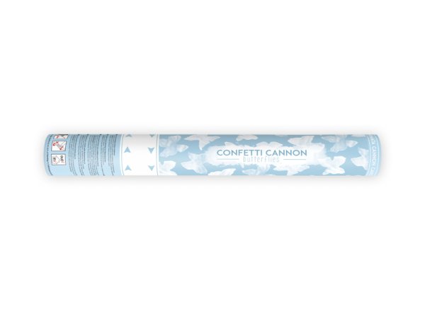 Confetti cannon with butterflies, white, 40cm