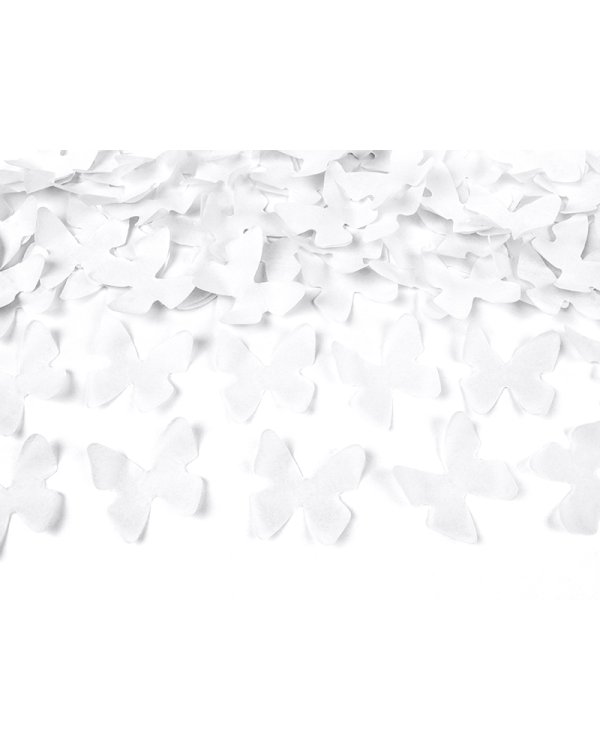 Confetti cannon with butterflies, white, 60cm
