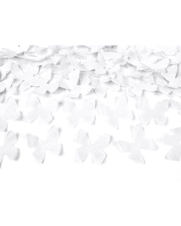 Confetti cannon with butterflies, white, 80cm