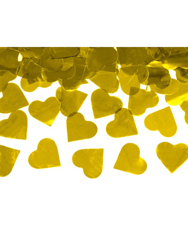 Confetti cannon with hearts, gold, 60cm