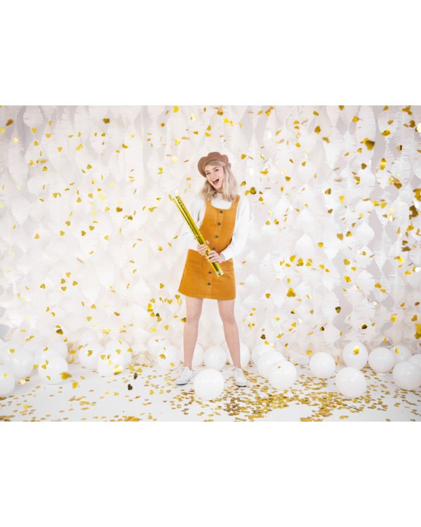 Confetti cannon with hearts, gold, 60cm