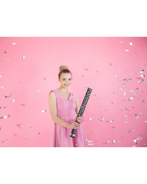 Confetti cannon, silver, 60cm