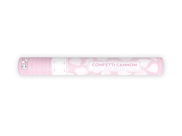 Confetti cannon with rose petals, white, 40cm