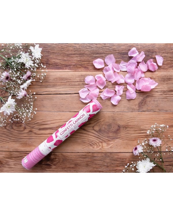 Confetti cannon with rose petals, pink, 40cm