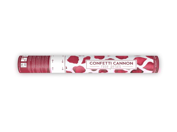 Confetti cannon with rose petals, deep red, 40cm
