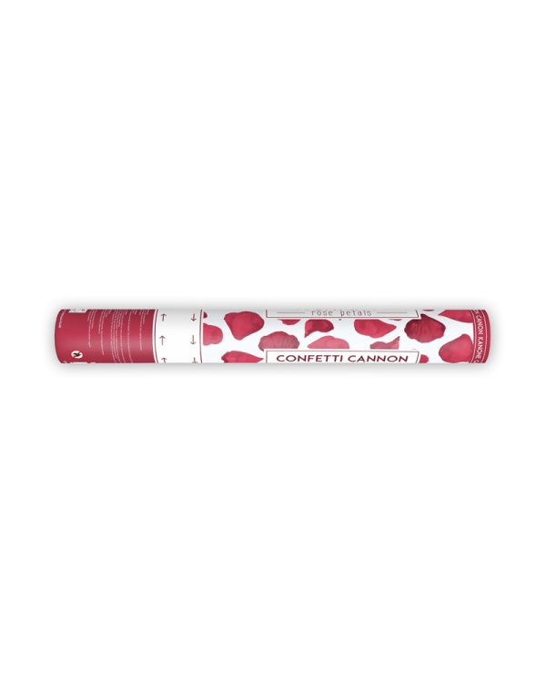 Confetti cannon with rose petals, deep red, 40cm