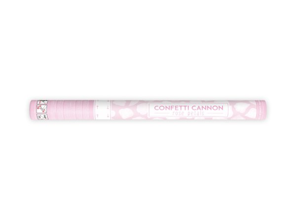 Confetti cannon with rose petals, white, 60cm