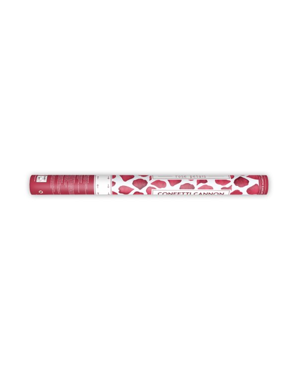 Confetti cannon with rose petals, deep red, 60cm