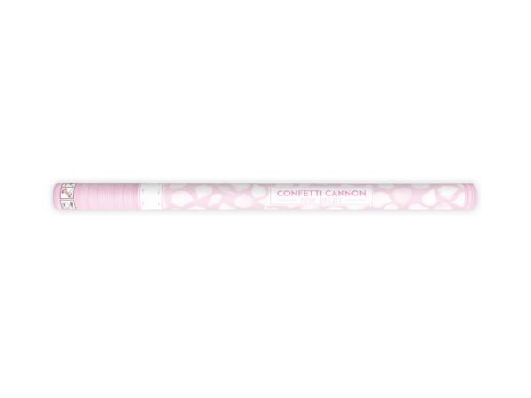 Confetti cannon with rose petals, white, 80cm