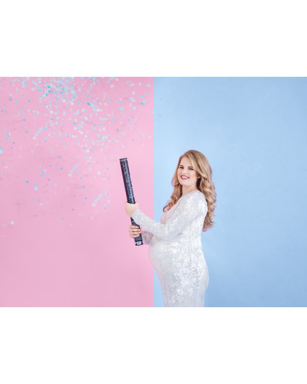 Gender reveal confetti cannon - Ready to pop, blue, 60cm