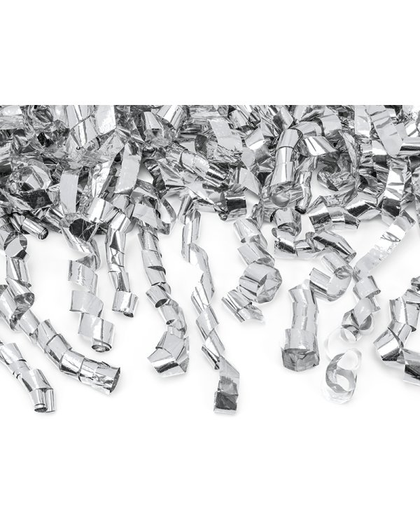Confetti cannon with streamers, silver, 60cm