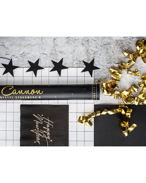 Confetti cannon with streamers, gold, 60cm