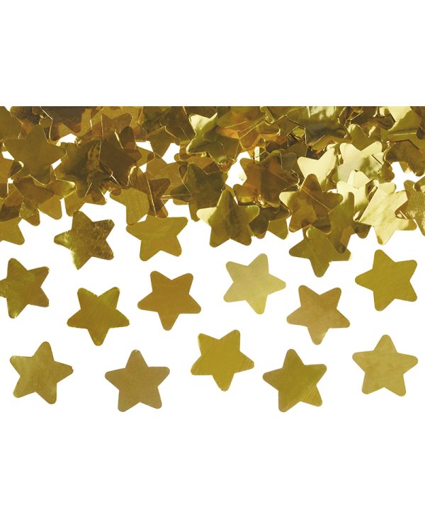 Confetti cannon with stars, gold, 40cm