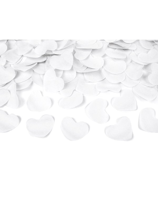 Confetti cannon with hearts, white, 60cm